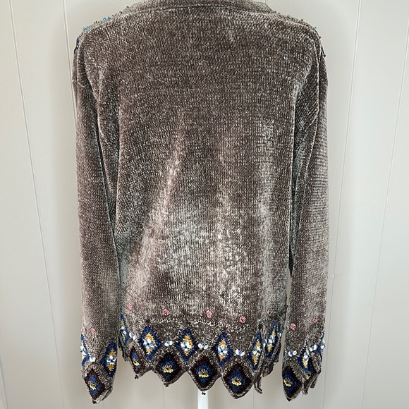 Storybook Knits Vintage Chenille Embroidered Cardigan Sweater - Picture 9 of 12